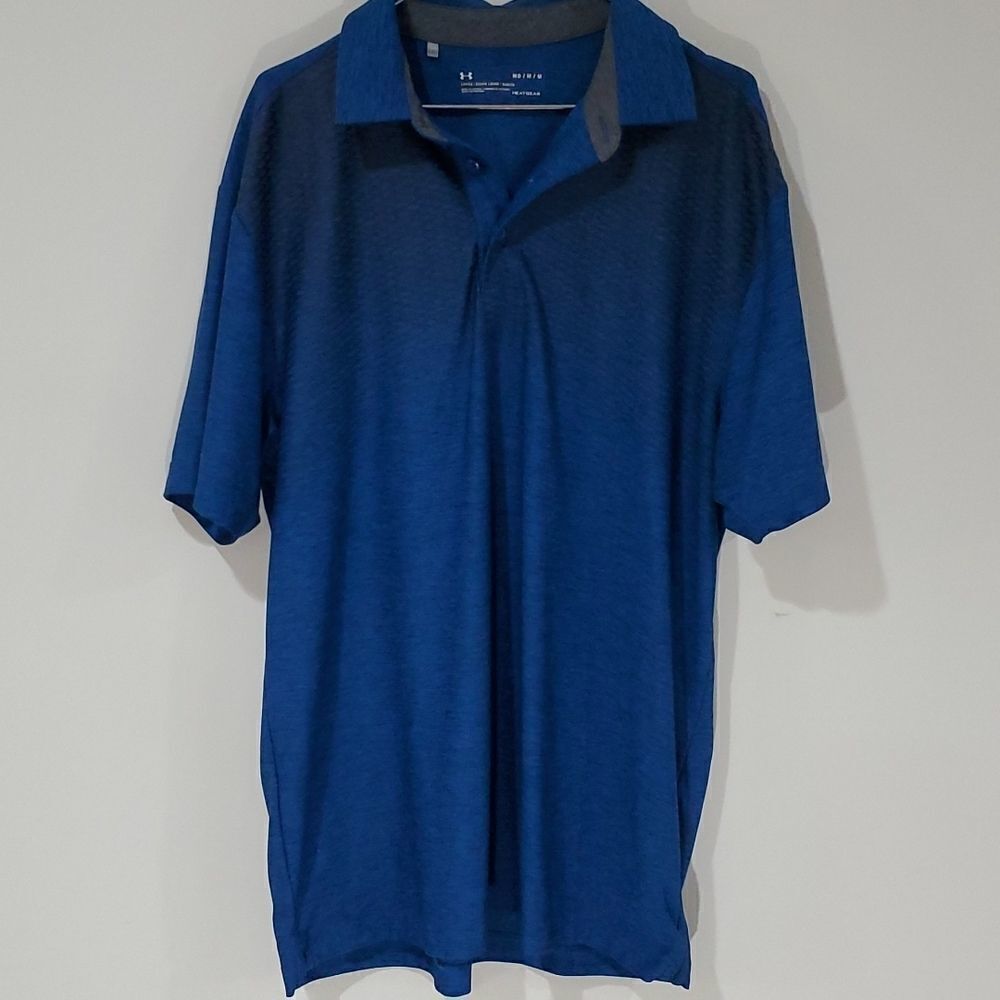 Under Armour heatgear loose fit blue polo short sleeve shirt
